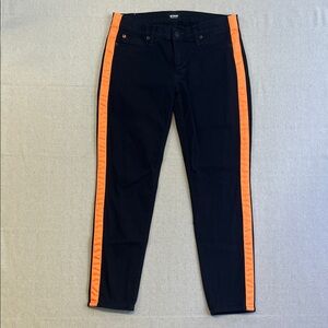 Hudson Jeans Loulou Skinny Navy Pants Orange Side Stripe Size 27